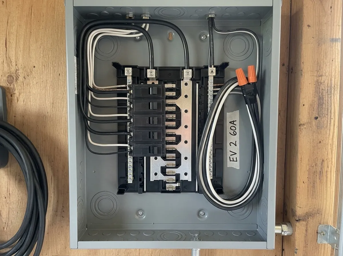 100A subpanel, second circuit capped and labeled